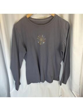 Life Is Good Women’s Relaxed Hello Sunshine Gray LS Worn Look Logos Small